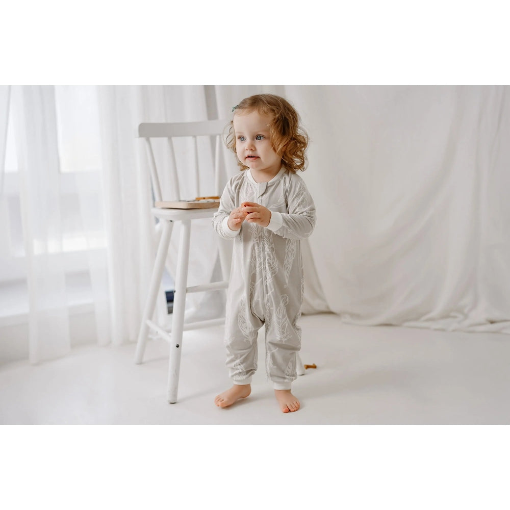 Nest Designs Zip Long Sleeve Footless Sleeper Avocado Bamboo-Feather Grey