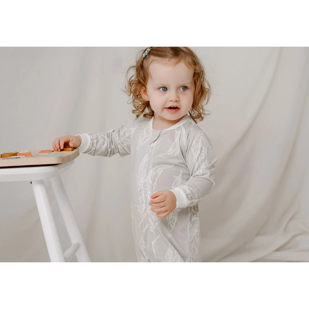 Nest Designs Zip Long Sleeve Footless Sleeper Avocado Bamboo-Feather Grey
