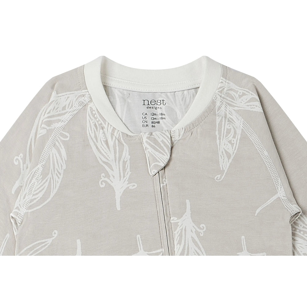 Nest Designs Zip Long Sleeve Footless Sleeper Avocado Bamboo-Feather Grey