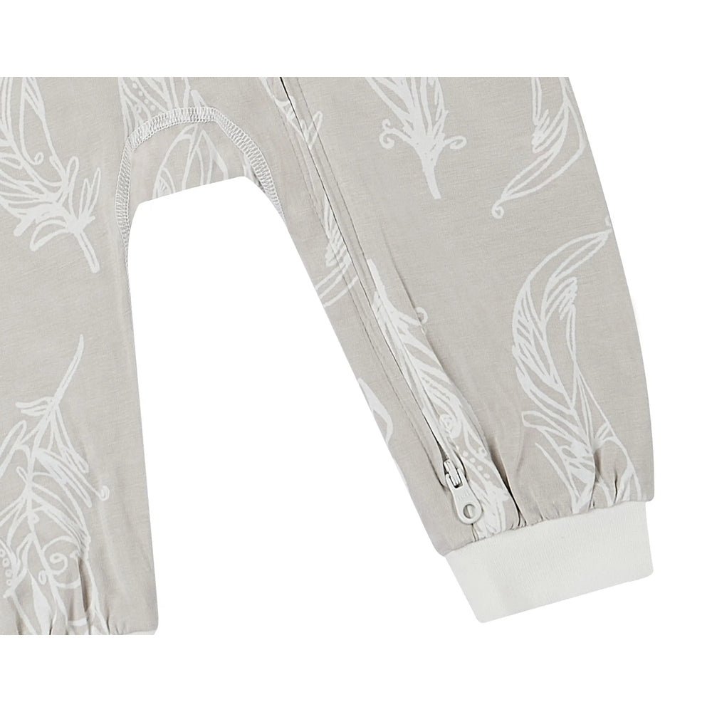 Nest Designs Zip Long Sleeve Footless Sleeper Avocado Bamboo-Feather Grey