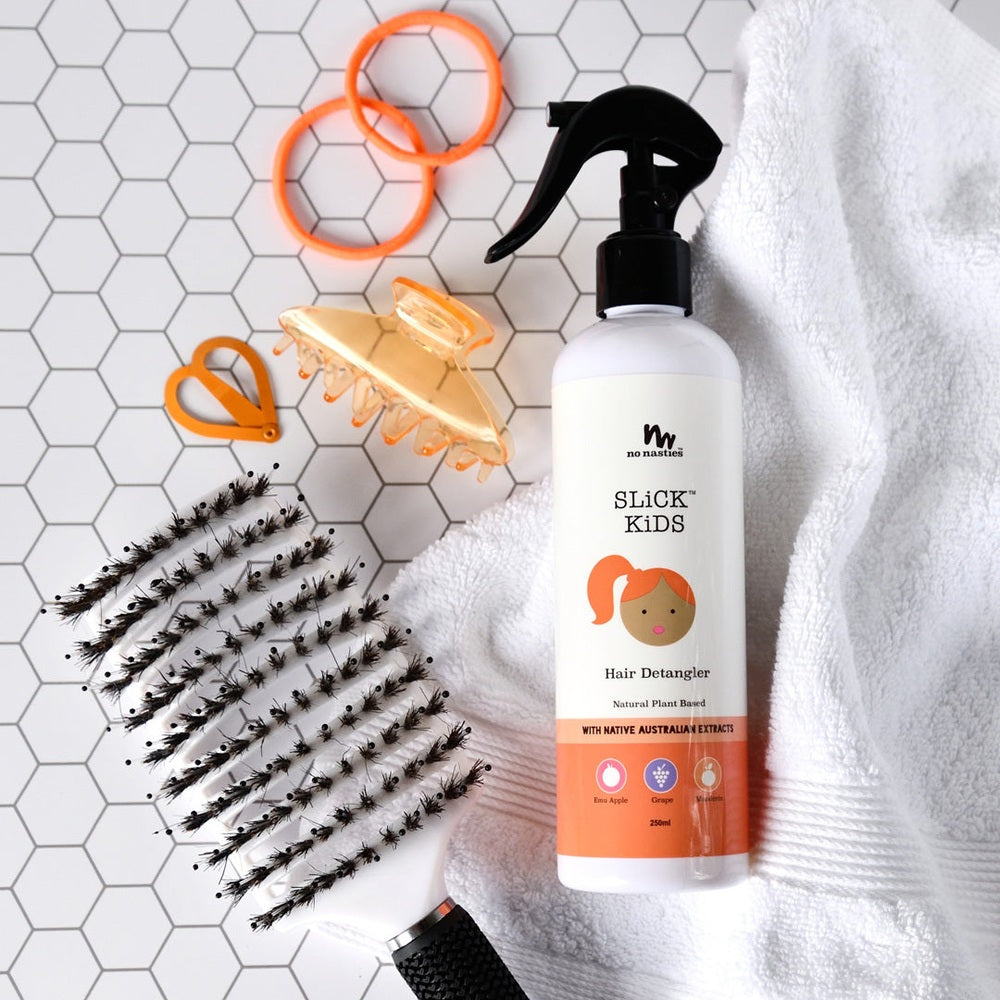 No Nasties SLICK KiDS Plant-Based Hair Detangler 250 ml Mandarin & Grape spray bottle
