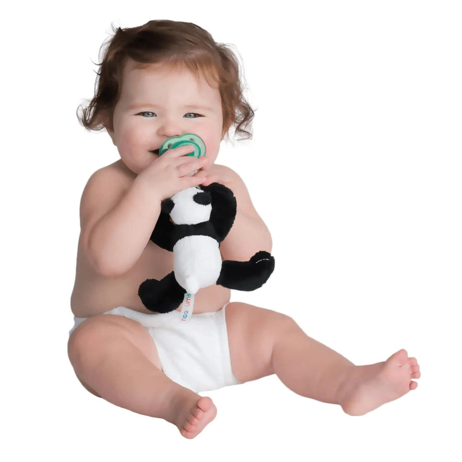 Nookums Paci-Plushies Paisley Panda baby with green pacifier and panda plush toy