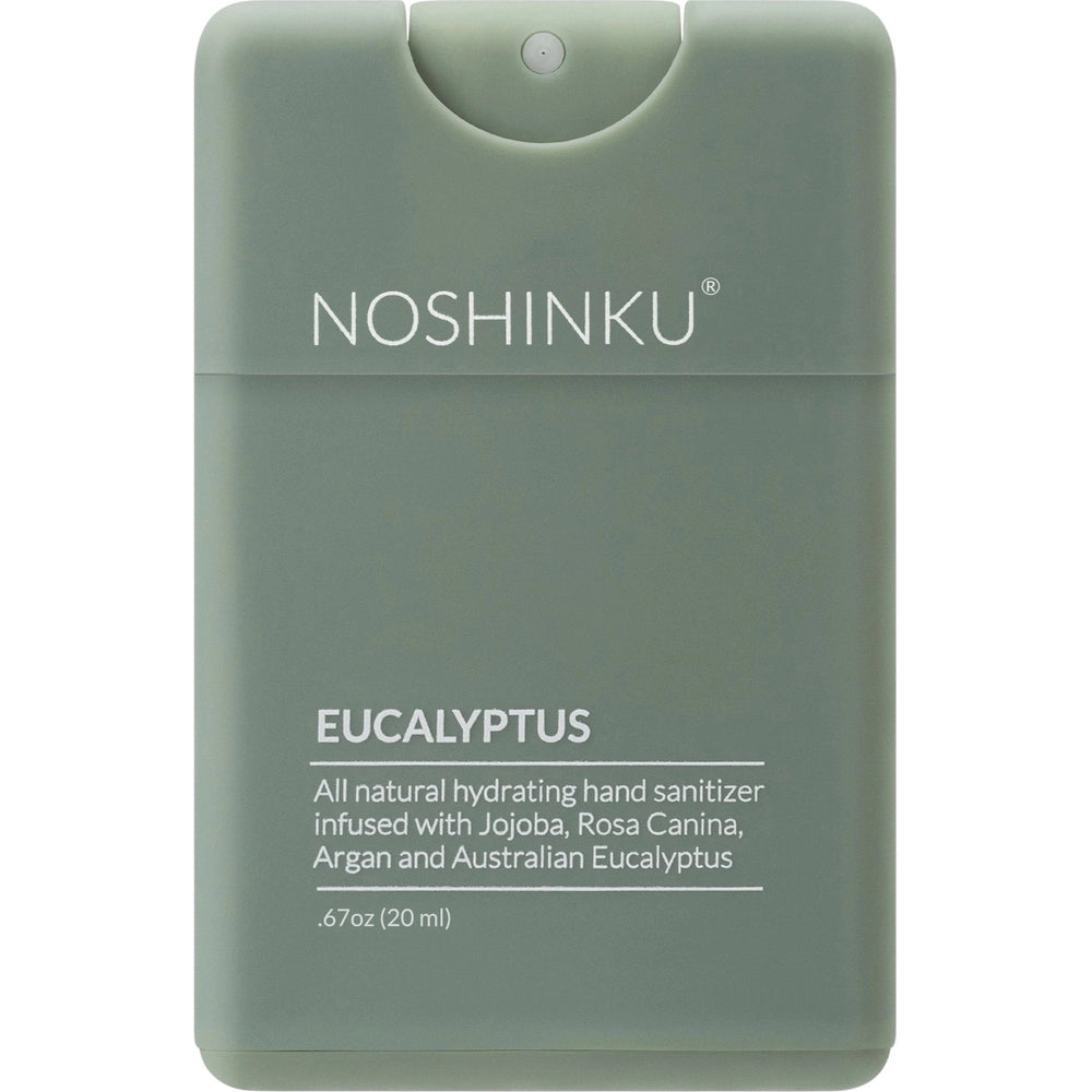 Noshinku pocket hand sanitizer, refillable moisturizing, eucalyptus scent, 20 ml green bottle