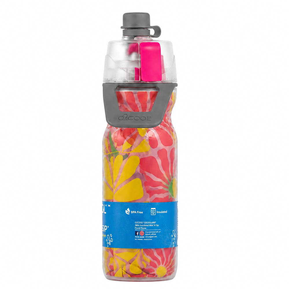 O2Cool 20 oz Mist 'N Sip 2-in-1 Misting Water Bottle - Brush Stroke Multi