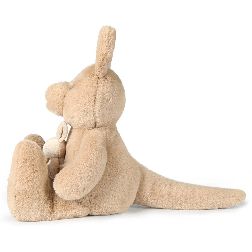 OB Designs Kip Kangaroo plush set, vegan angora beige, 17in/43cm including joey
