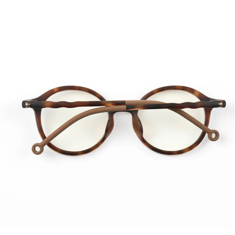 Olivio & Co Oval Screen Glasses in tortoiseshell with round lenses on white background