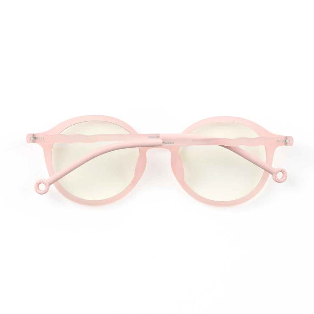Olivio & Co junior oval screen glasses seashell pink translucent frame