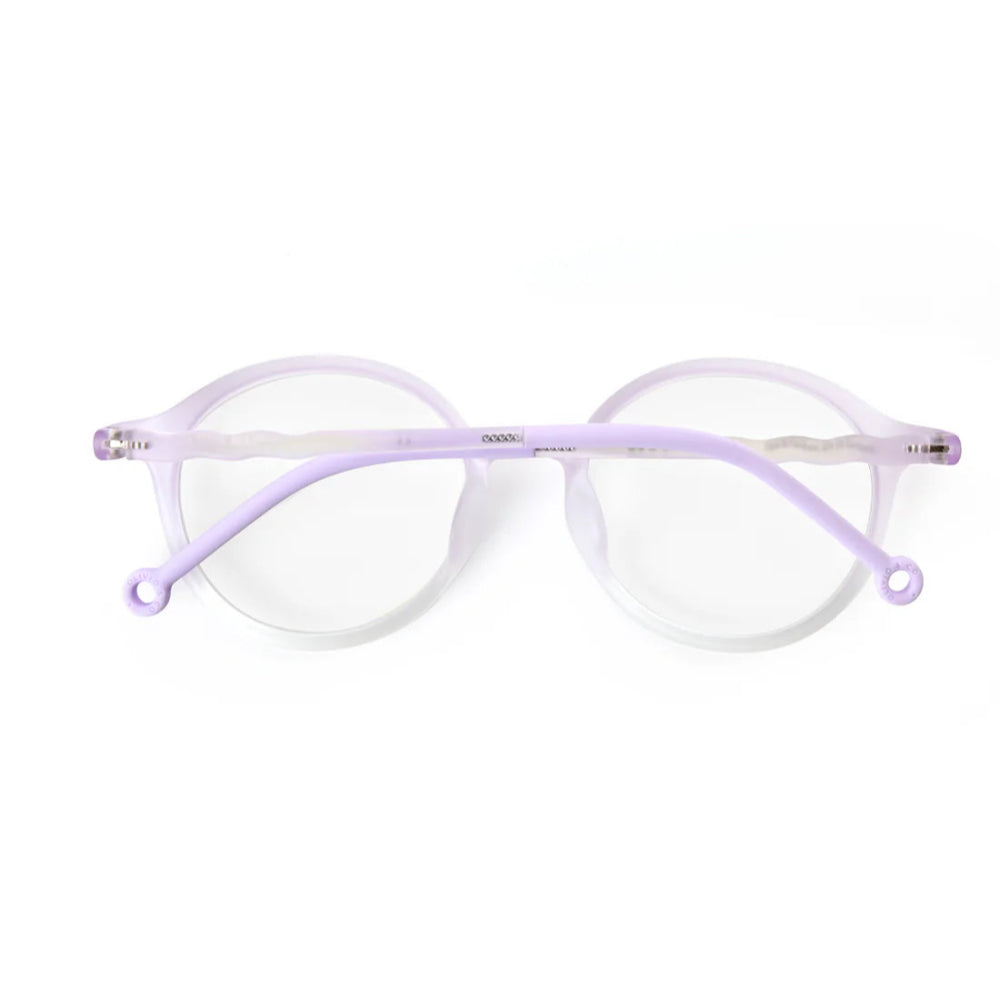 Olivio & Co junior oval screen glasses in tranquil lavender translucent frames