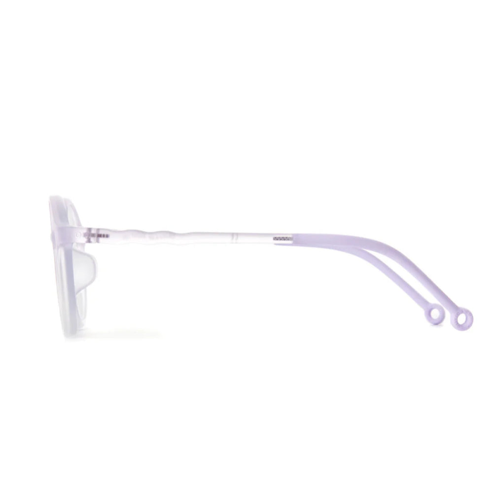 Olivio & Co Junior+ oval screen glasses in tranquil lavender translucent frame
