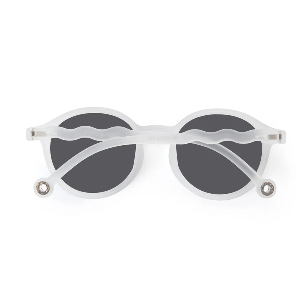 Olivio & Co oval sunglasses, jellyfish white frame with dark lenses