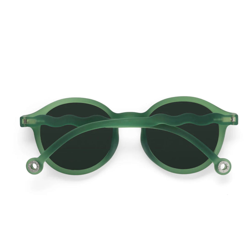 Olivio & Co oval sunglasses for adults, olive green frame with dark lenses and wavy arms