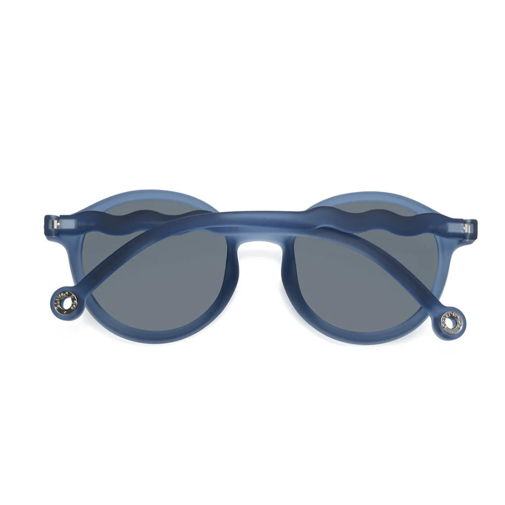 Olivio & Co oval sunglasses navy blue frame with gray lenses and rhinestone accents