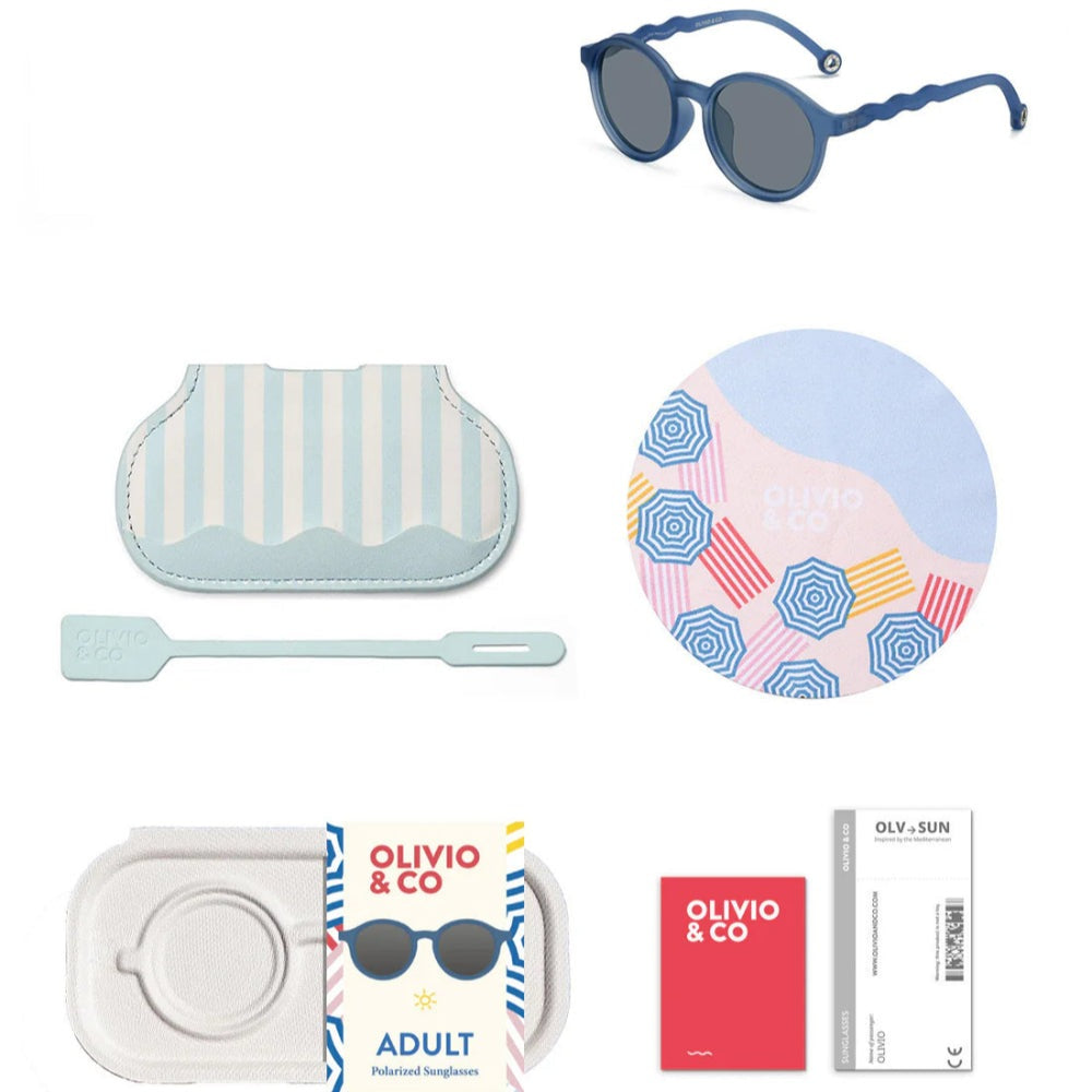 Olivio & Co Oval Sunglasses Adult Seaside Stripes Navy Blue