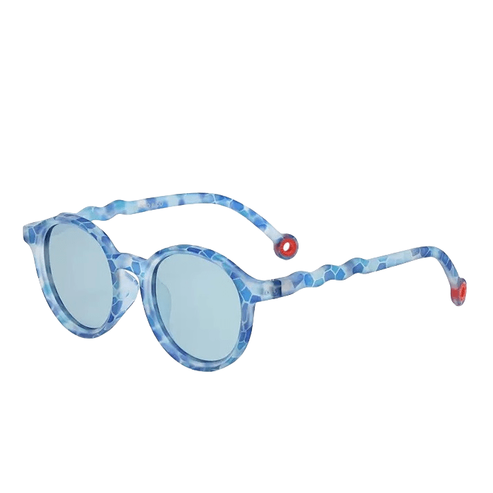 Olivio & Co Oval Sunglasses Junior Classic Olivio Mosaic Blue with blue-tinted round lenses