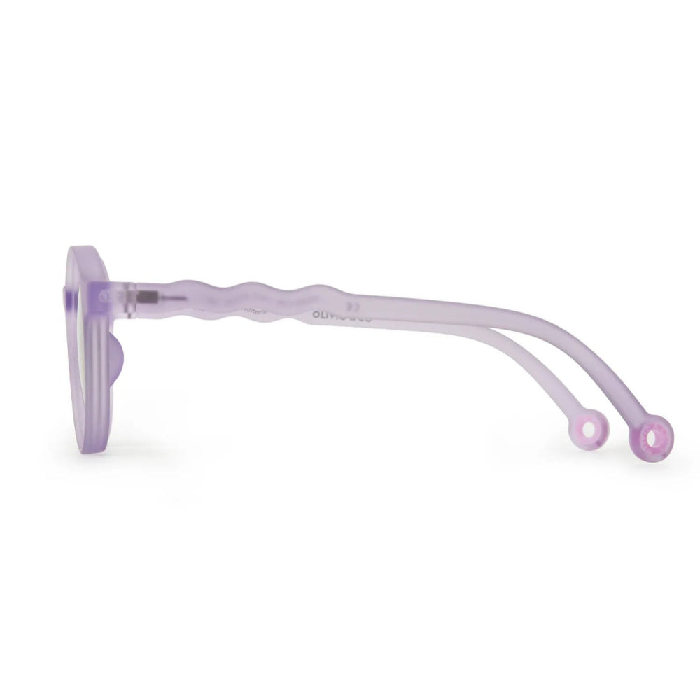 Olivio & Co Oval Sunglasses Kids/Junior Coral Reef Purple Coral with lavender frame and wavy temples