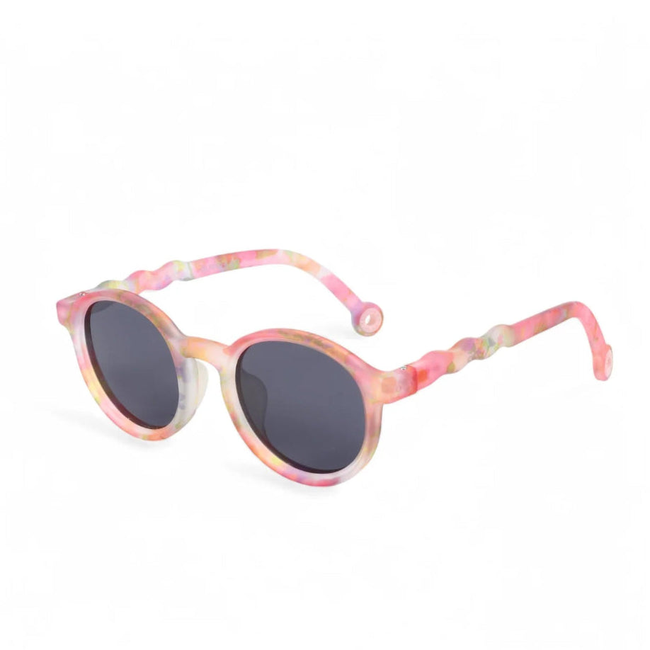 Olivio & Co Kids oval sunglasses in pink floral tie-dye frame with dark lenses
