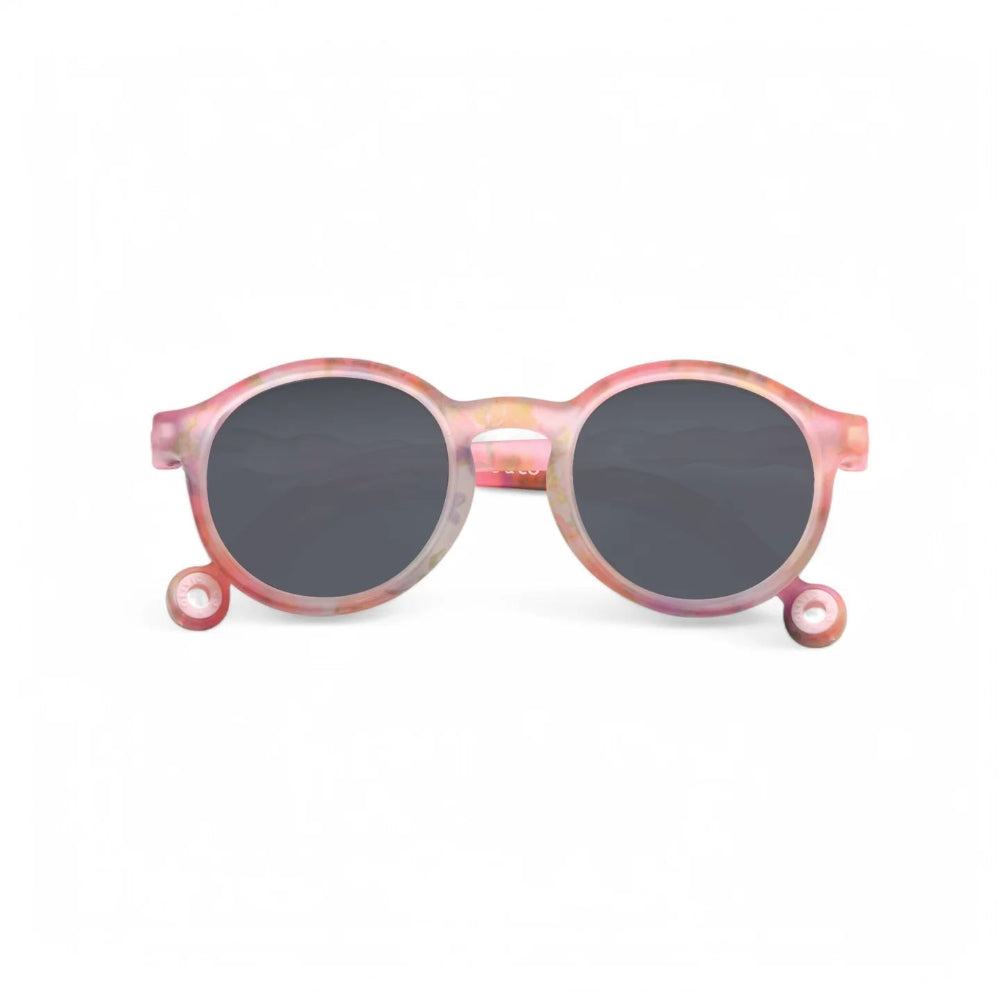 OLIVIO & CO oval kids sunglasses with pink floral frame and dark lenses