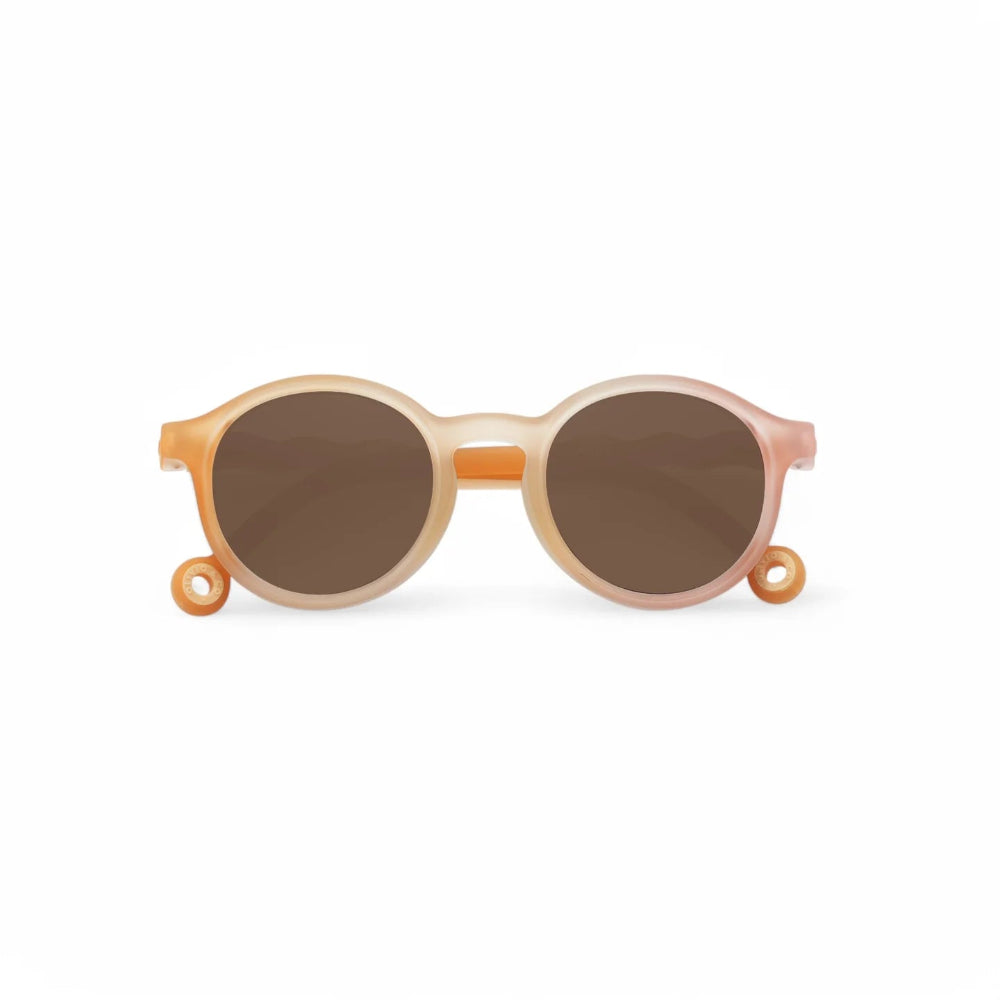 Olivio & Co oval kids sunglasses in peach pastel frame with brown lenses