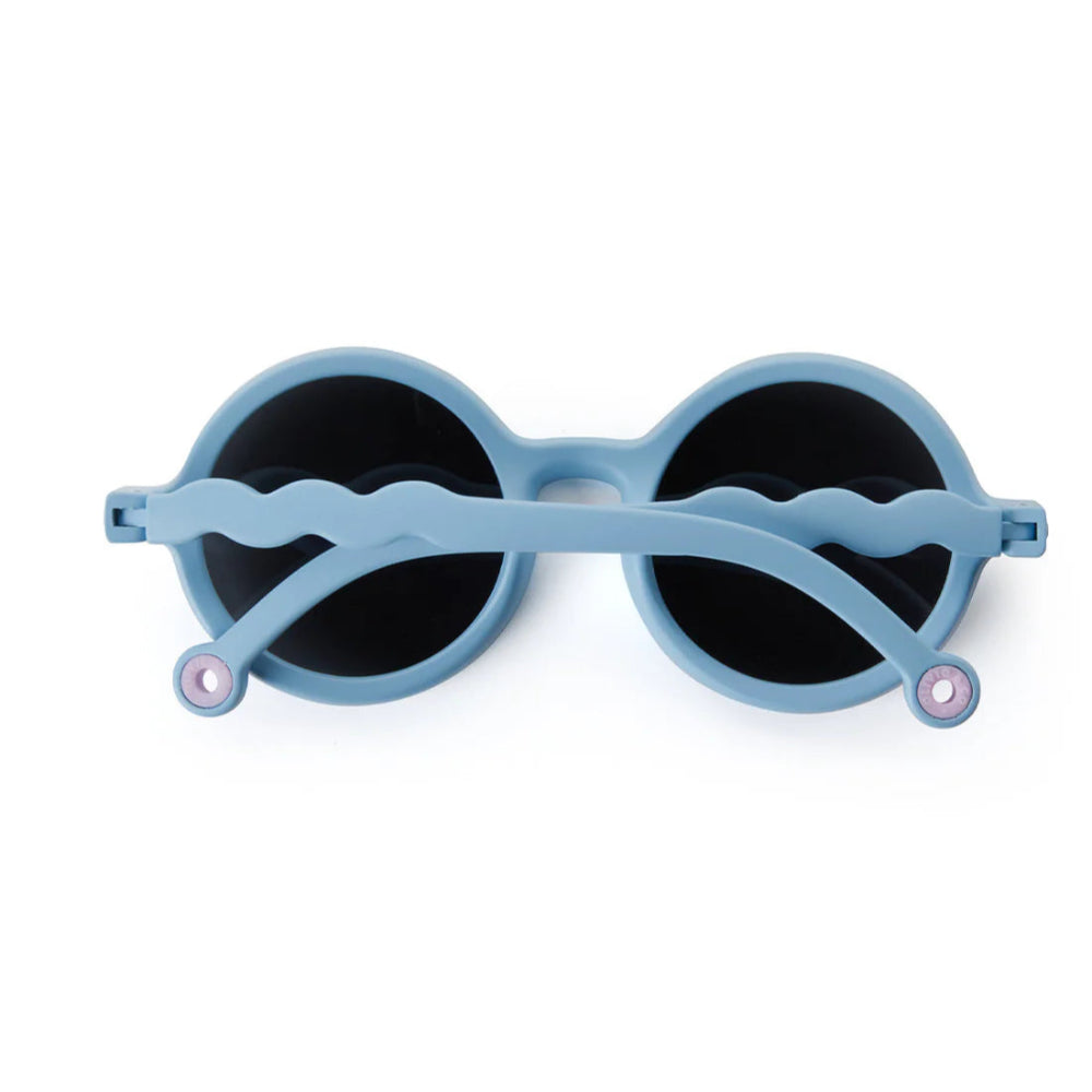 Olivio & Co round baby sunglasses in reef blue with wavy arms
