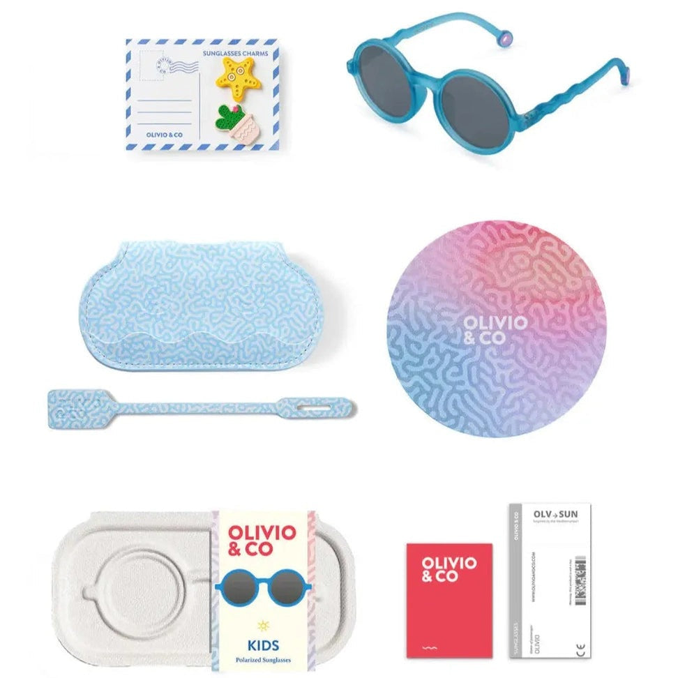 Olivio & Co Round Sunglasses Kids Coral Reef Reef Blue