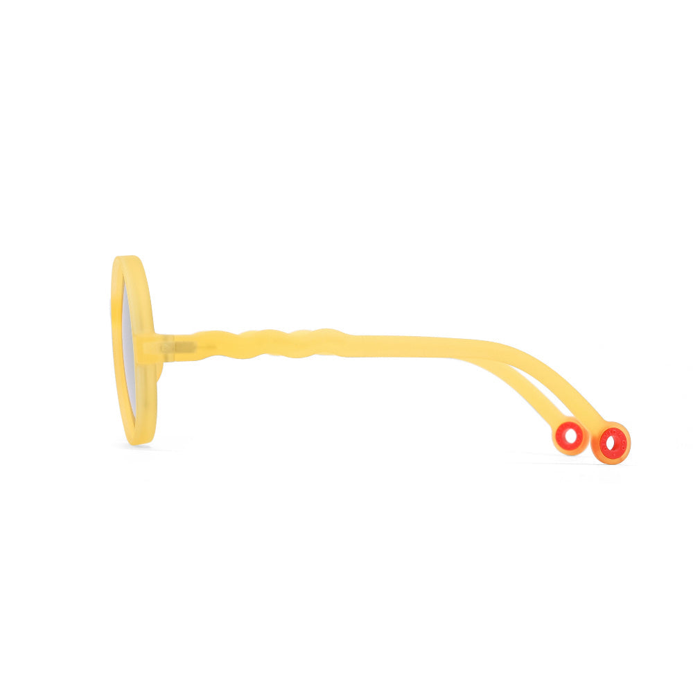 Olivio & Co round kids sunglasses in bright yellow Van Gogh frame, lightweight plastic eyewear