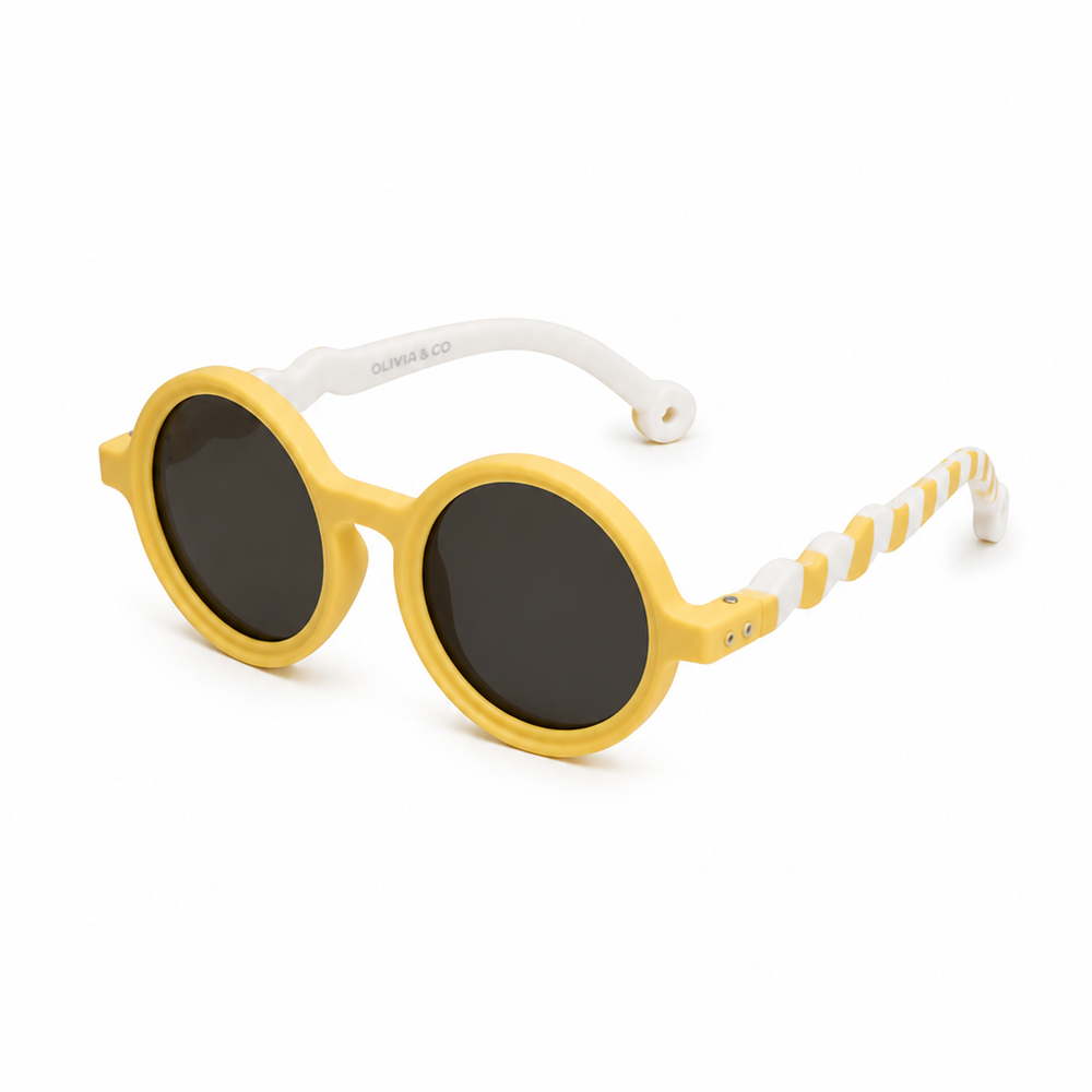 Olivio & Co Round Sunglasses Seaside Stripes Vacation Yellow