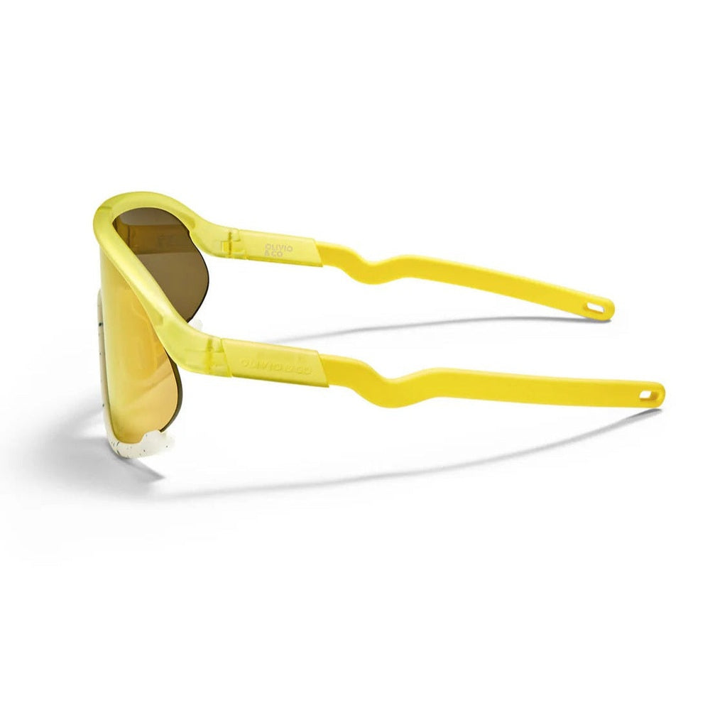 Olivio & Co Sport Sunglasses Junior+ Full-Rim Daisy Soda, yellow frame with amber lenses ready for sunny play.