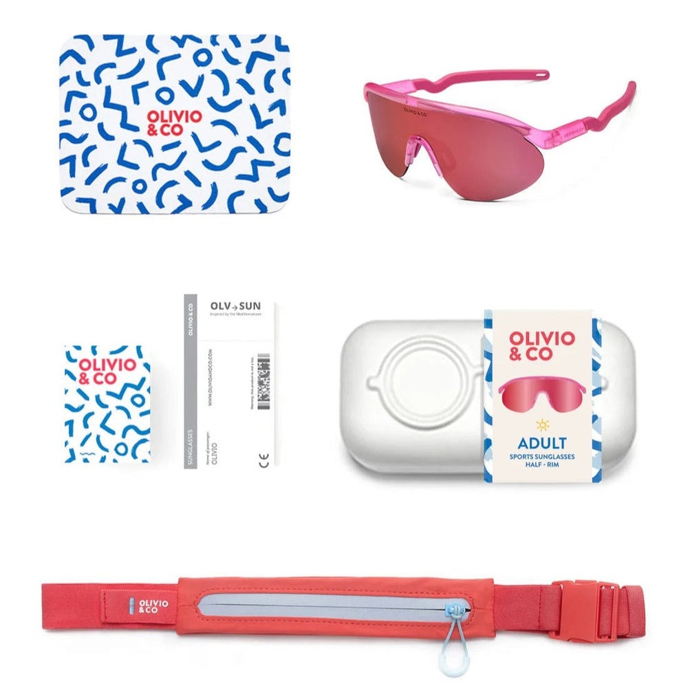 Olivio & Co Sport Sunglasses Teen & Adult Half-Rim Famingo Pink