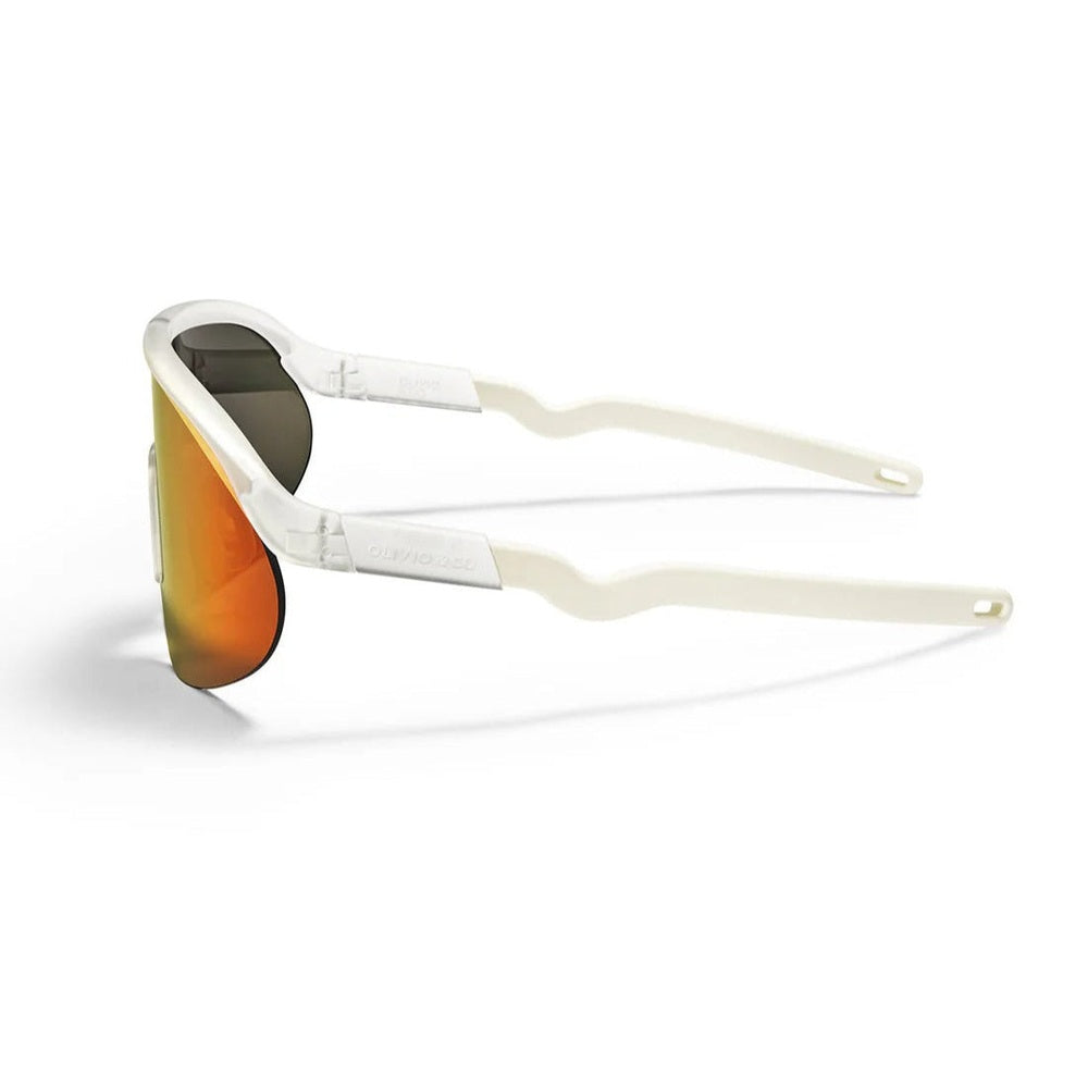 Olivio & Co Sport Sunglasses half-rim white frame with orange mirrored Sunrise Mist lenses