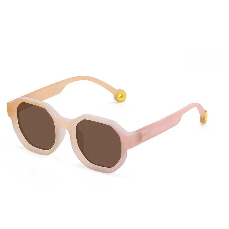 Olivio & Co Junior+ Creative Edition square sunglasses in pink gelato gradient frames with brown lenses