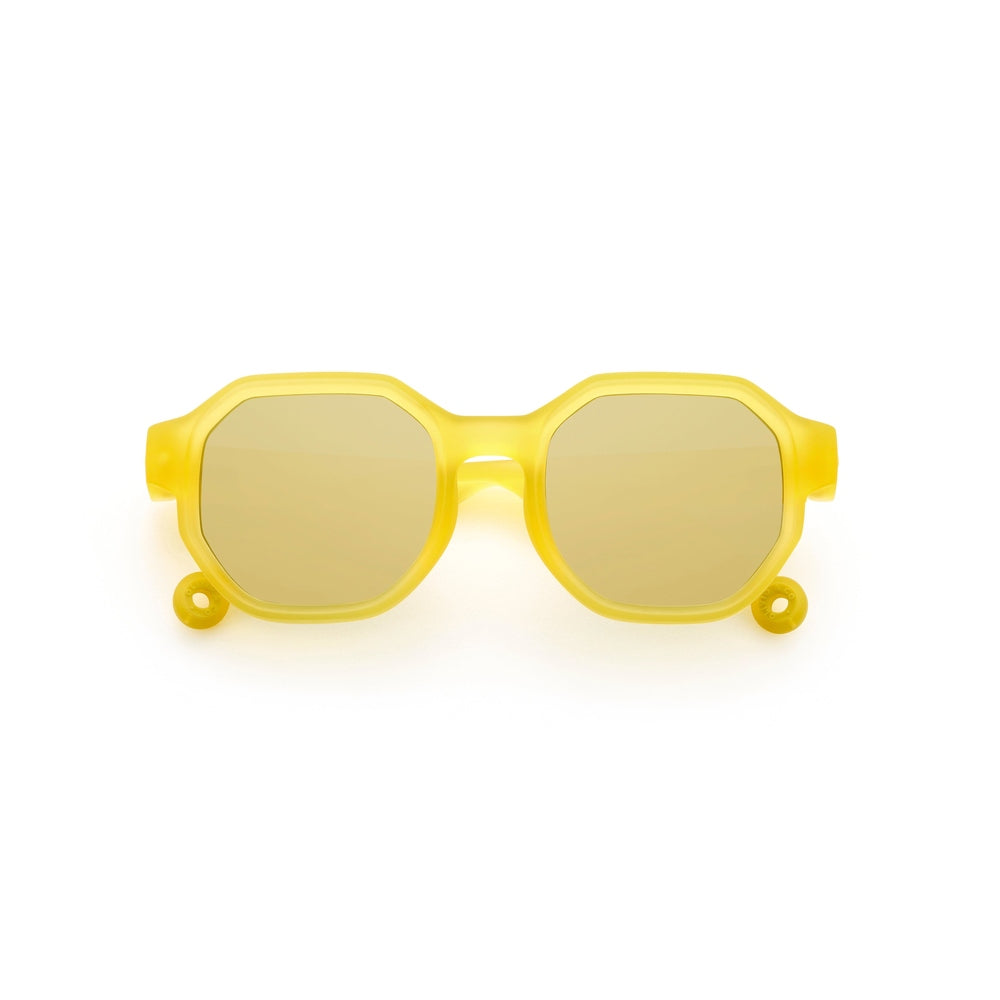 Olivio & Co square sunglasses junior Creative Edition in sunshine yellow with mirrored lenses