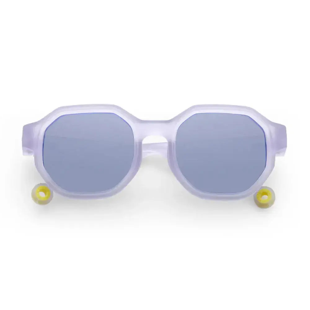 Olivio & Co Square Sunglasses Junior Creative Edition D Shell Purple with blue lenses, translucent kid-frame