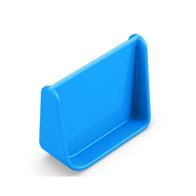 Omielife Divider Version 1 blue plastic divider standing upright to separate lunch box compartments.