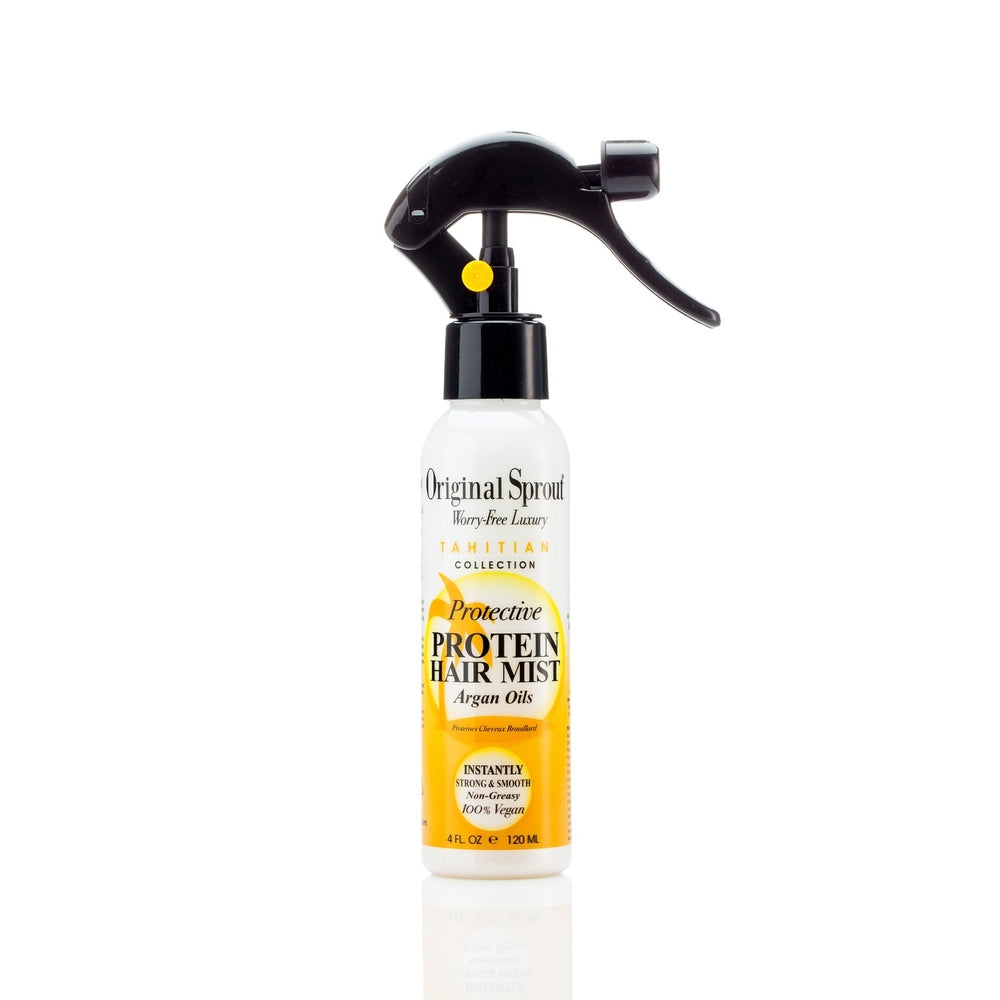 Original Sprout Protective Protein Hair Mist, 4 oz bottle with white body, yellow label, black spray cap