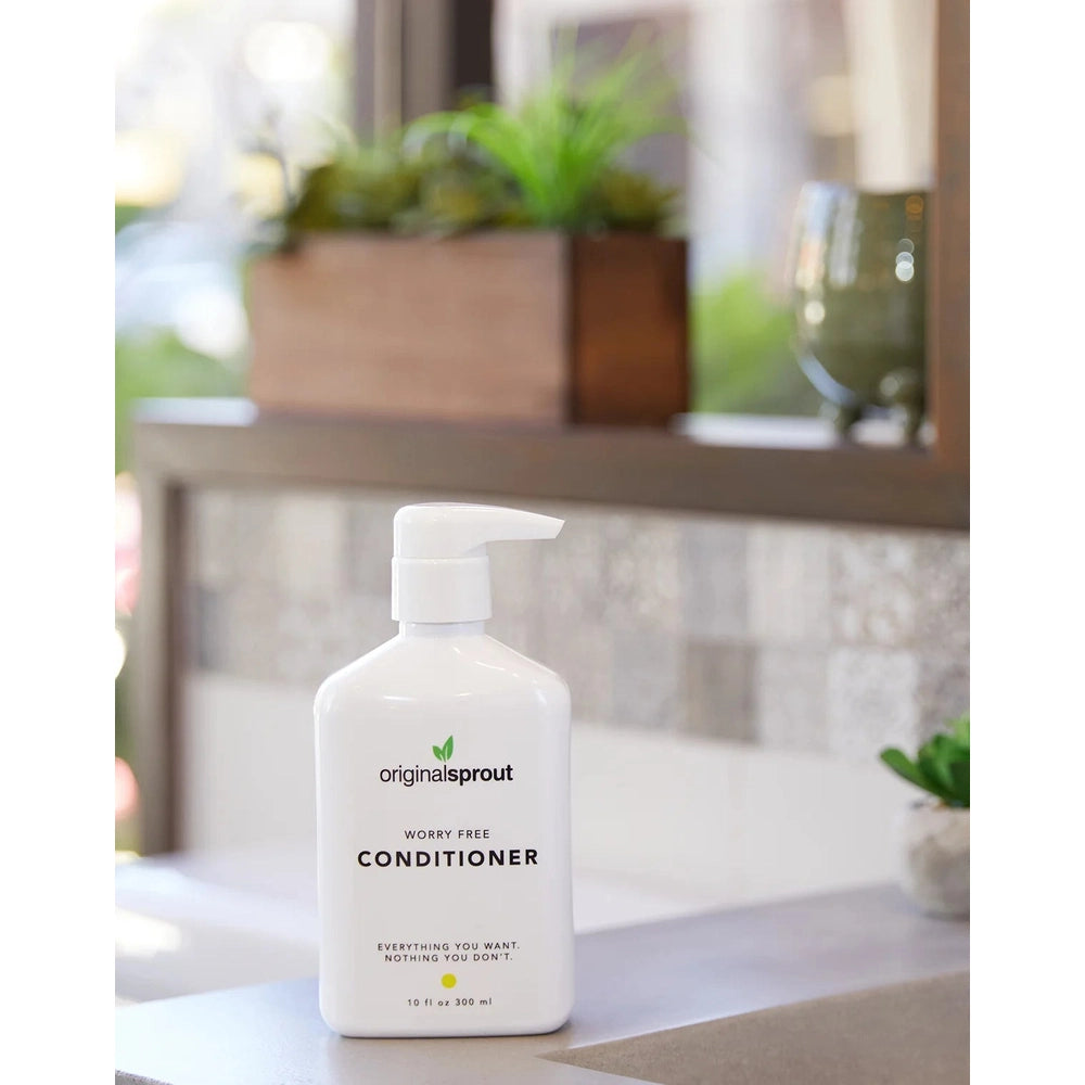 Original Sprout Worry Free Conditioner bottle with pump, 10 oz, white plastic
