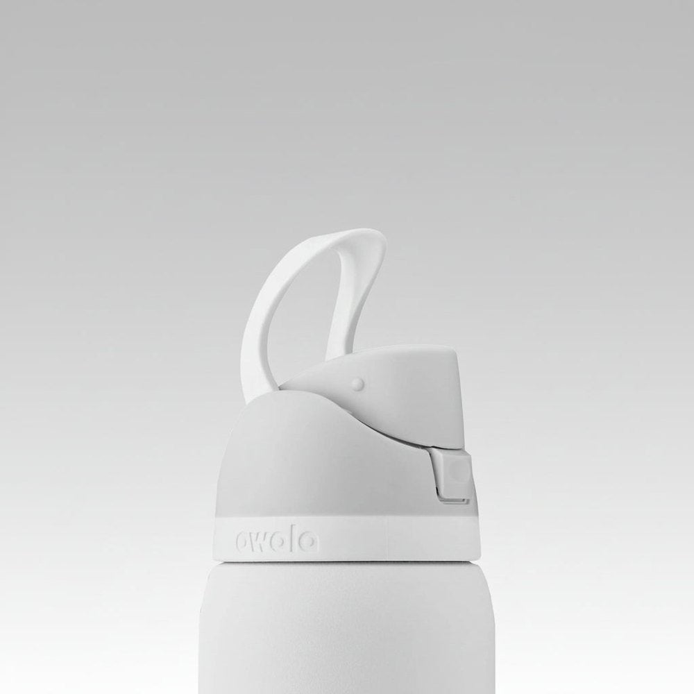 White water bottle with a cap on a white background