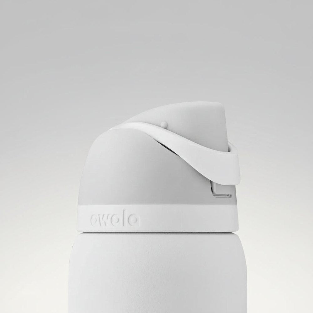 White water bottle with a strap on a white background