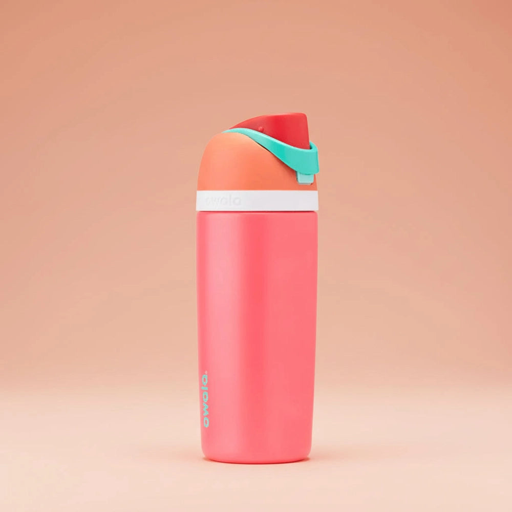 Colorful water bottle with a white background