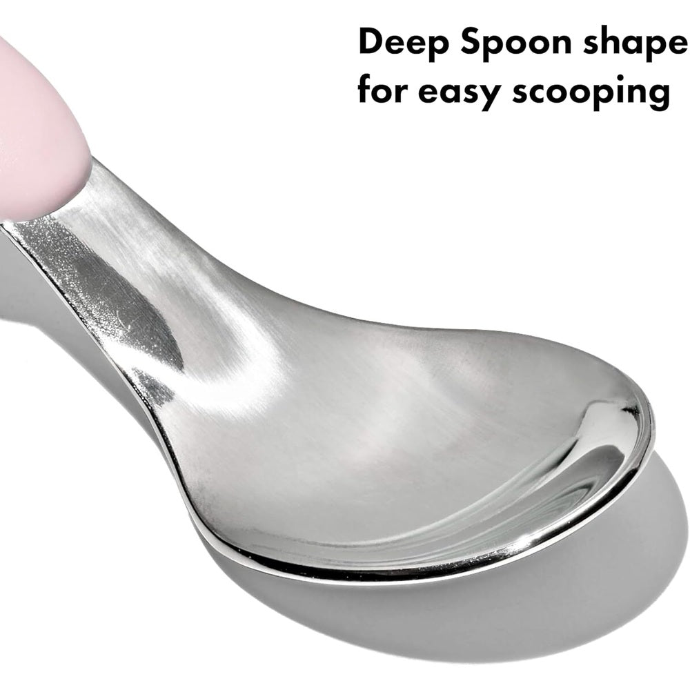 OXO Tot On-The-Go fork and spoon set with travel case; stainless steel baby feeding utensils