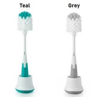 OXO Tot Soap Dispensing Bottle Brush with Stand in teal and grey (2-pack)