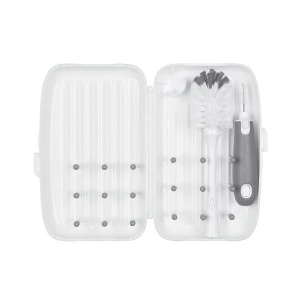 OXO Tot travel drying rack and brush, grey, 2-piece set
