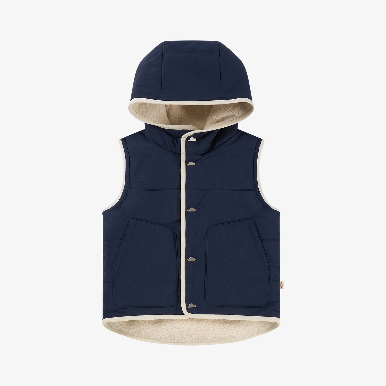 Petite Revery Cozy Crumbs Reversible Fleece Vest - Blueberry