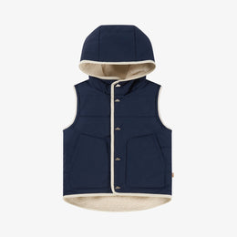 Petite Revery Cozy Crumbs Reversible Fleece Vest - Blueberry