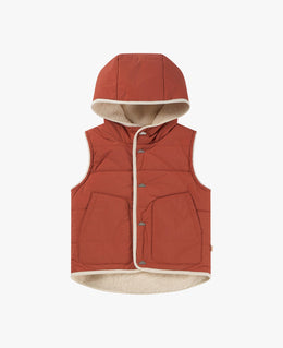 Petite Revery Cozy Crumbs Reversible Fleece Vest - Redwood Burl