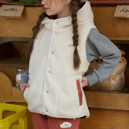 Petite Revery Cozy Crumbs Reversible Fleece Vest - Blueberry