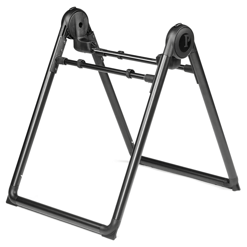 Peg Perego City Loop Stroller Bassinet with Stand, dark gray metal frame shown ready to cradle a bassinet