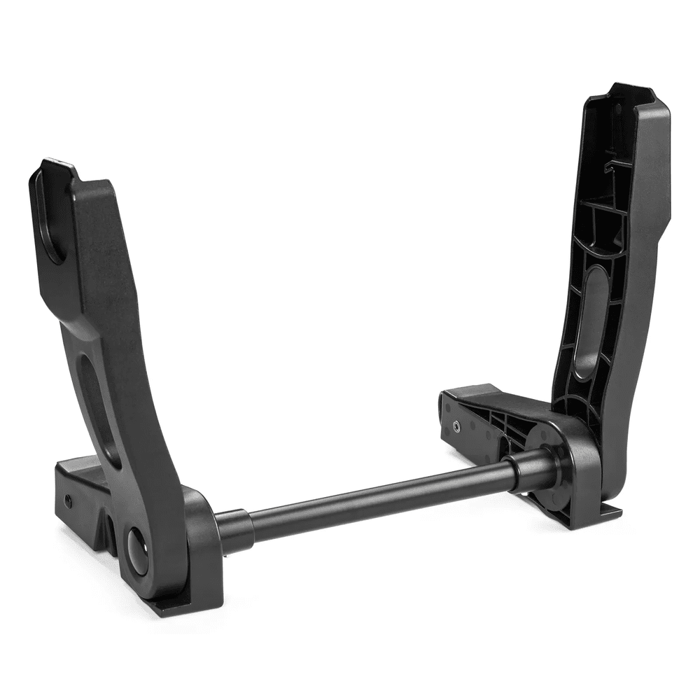 Peg Perego Foldable Car Seat Adapter NEW (For City Loop) in black, dual hinged arms spanning a stroller attachment bar.