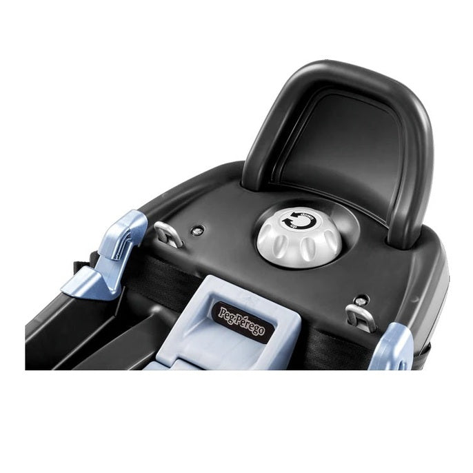 Peg Perego Primo Viaggio infant car seat base featuring a locking dial and side clamps for secure installation.