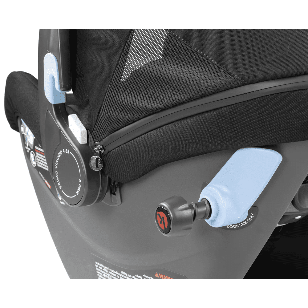 Peg Perego Primo Viaggio Nido infant car seat base with blue adjustment levers and latch knob