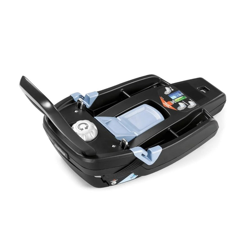 Peg Perego Primo Viaggio Nido infant car seat base in black with blue latch connectors.
